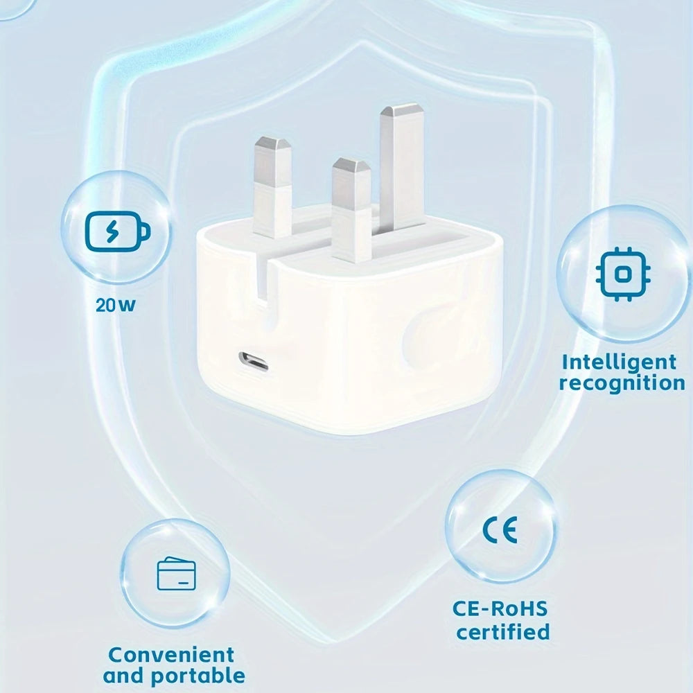 Charger With Phone Cable Mobile phone adapter 20W For iPhone 15 16  iPad 9 10 11 iPad Air 4 5  6  Type-C interface