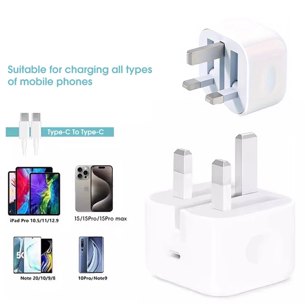 Charger With Phone Cable Mobile phone adapter 20W For iPhone 15 16  iPad 9 10 11 iPad Air 4 5  6  Type-C interface
