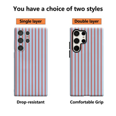 Red and Blue Stripes Phone Case for Samsung Galaxy S25 Ultra S24 S23 Ultra Plus Glossy Double-layer Back Cover