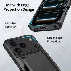 Case For iPhone 17 16 15 14 13 12 11 Pro Max Plus Wallet Credit Card Holder ID Card Slot Heavy Duty Protection Shockproof Cover