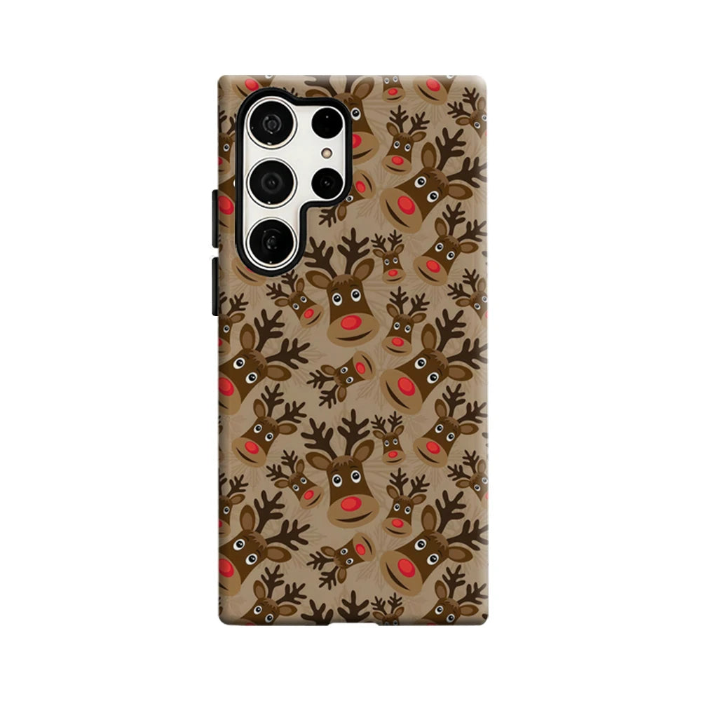 Christmas Reindeer Phone Case for Samsung Galaxy S25 Ultra S24 S23 Ultra Plus Glossy Double-layer Back Cover