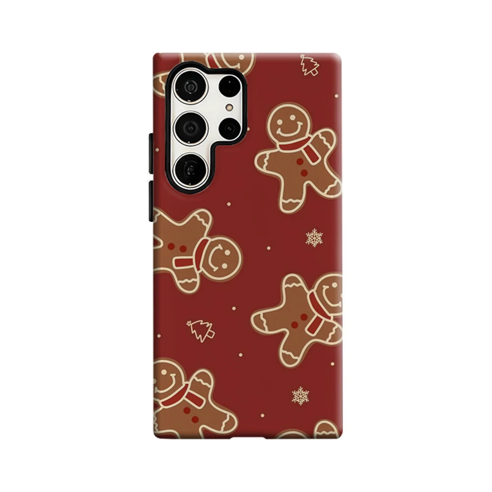 Christmas Gingerbread Men Phone Case for Samsung Galaxy S25 Ultra S24 S23 Ultra Plus Glossy Double-layer Back Cover