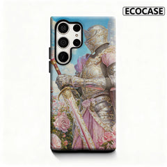 Knight in Rose Garden Phone Case for Samsung Galaxy S25 Ultra S24 S23 Ultra Plus Glossy Double-layer Back Cover