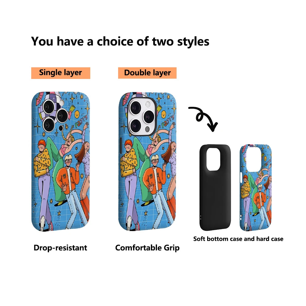 Retro Groovy Disco Party Illustration IPhone17 Must-Haves Phone Case for IPhone 17 16 15 14 Pro Max Plus Double-layer Back Cover