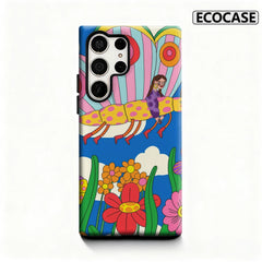 Butterfly Ride Floral Phone Case for Samsung Galaxy S25 Ultra S24 S23 Ultra Plus Glossy Double-layer Back Cover