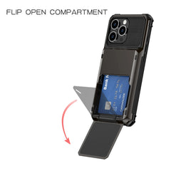 Card Slots Wallet Case For iPhone 17 16 Pro Max 16e iPhone Air Cover Shockproof with Slide Armor Wallet Card Slots Holder