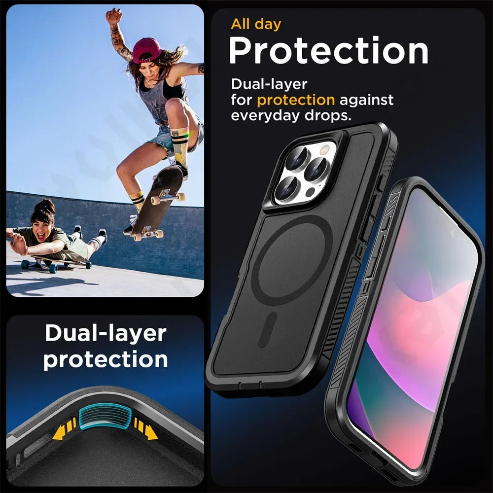 Case For iPhone 17 16 15 14 13 12 11 Pro XR Max Plus Heavy Duty Shockproof Anti-Scratch Rugged Protective with Kickstand Cover