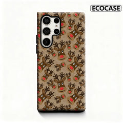 Christmas Reindeer Phone Case for Samsung Galaxy S25 Ultra S24 S23 Ultra Plus Glossy Double-layer Back Cover