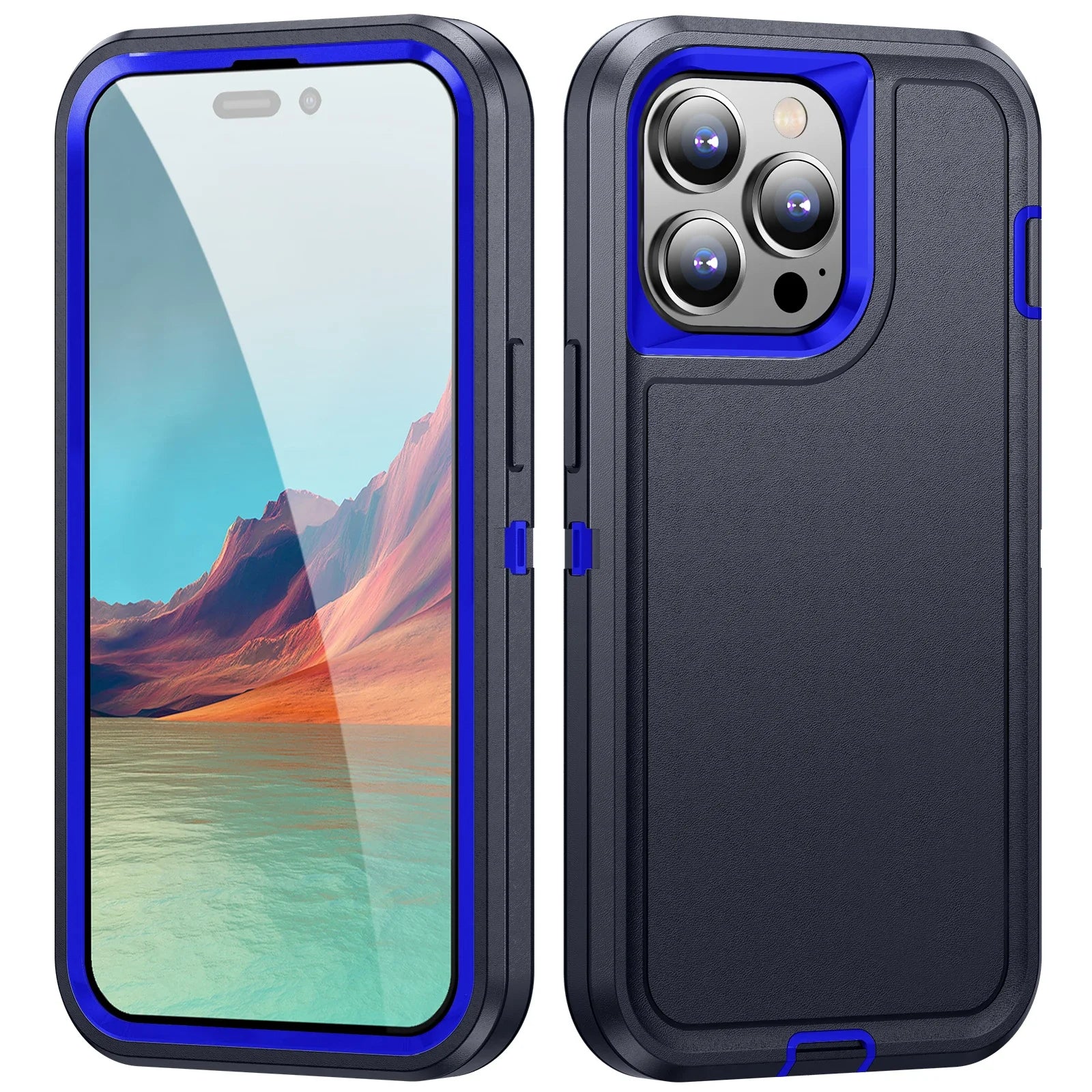 3 in 1 Defend Armor Shockproof Case For iPhone 11 12 13 14 15 Plus 16 17 Pro Max 7 8 SE 2022 Xs XR Plastic Frame TPU Back Cover