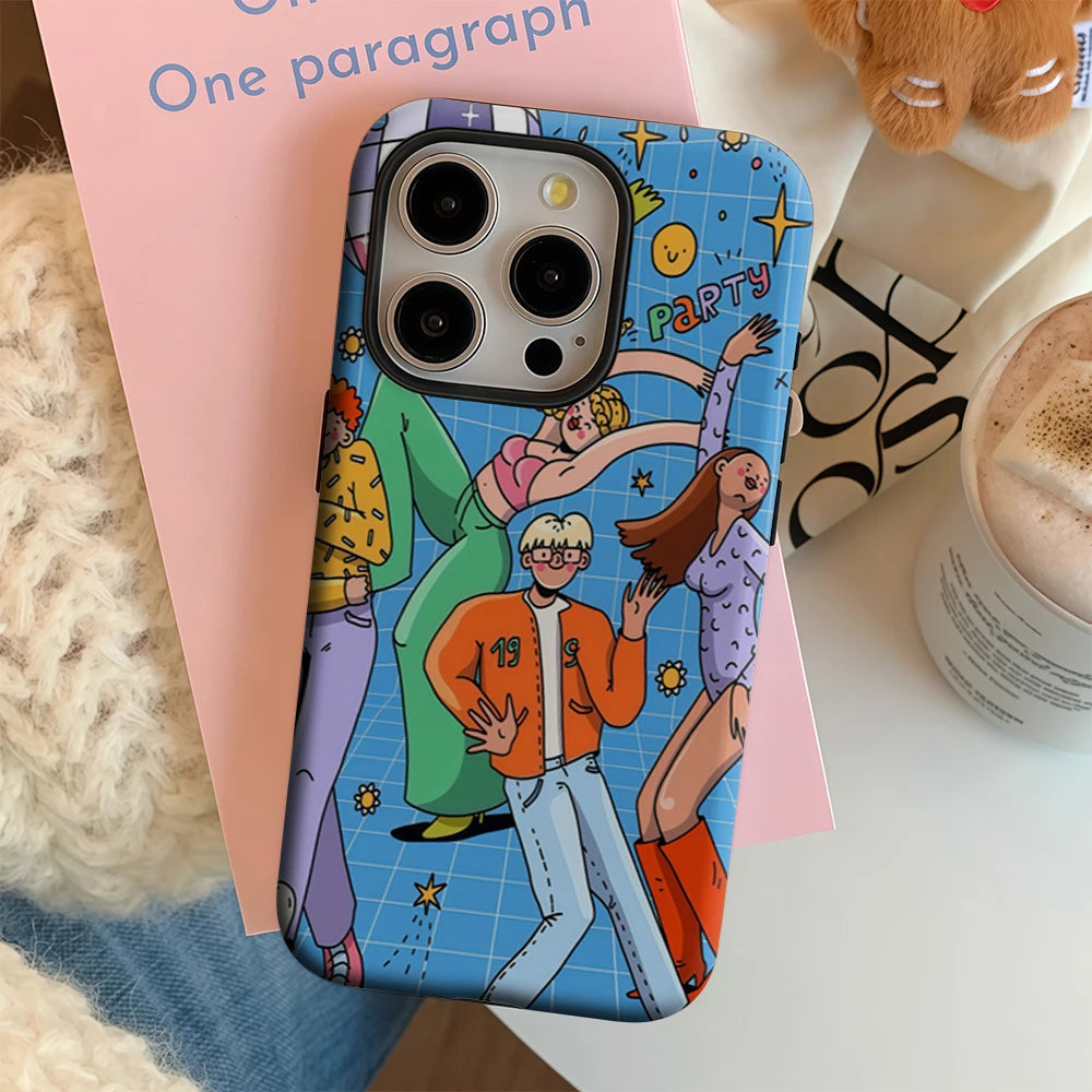 Retro Groovy Disco Party Illustration IPhone17 Must-Haves Phone Case for IPhone 17 16 15 14 Pro Max Plus Double-layer Back Cover