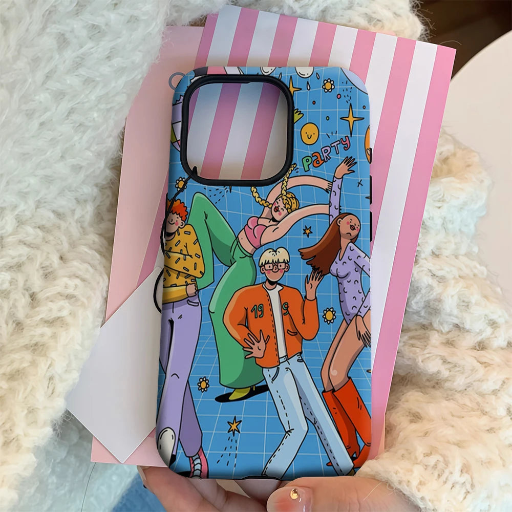 Retro Groovy Disco Party Illustration IPhone17 Must-Haves Phone Case for IPhone 17 16 15 14 Pro Max Plus Double-layer Back Cover