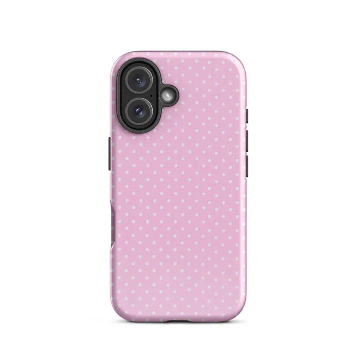 White Polka Dots In Pink Phone Case for iPhone 16 15 14 13 12 11 X XS XR XSMAX 7 8 Pro Max Plus Luxury Double-layer Back Cover