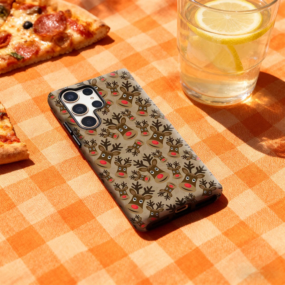Christmas Reindeer Phone Case for Samsung Galaxy S25 Ultra S24 S23 Ultra Plus Glossy Double-layer Back Cover