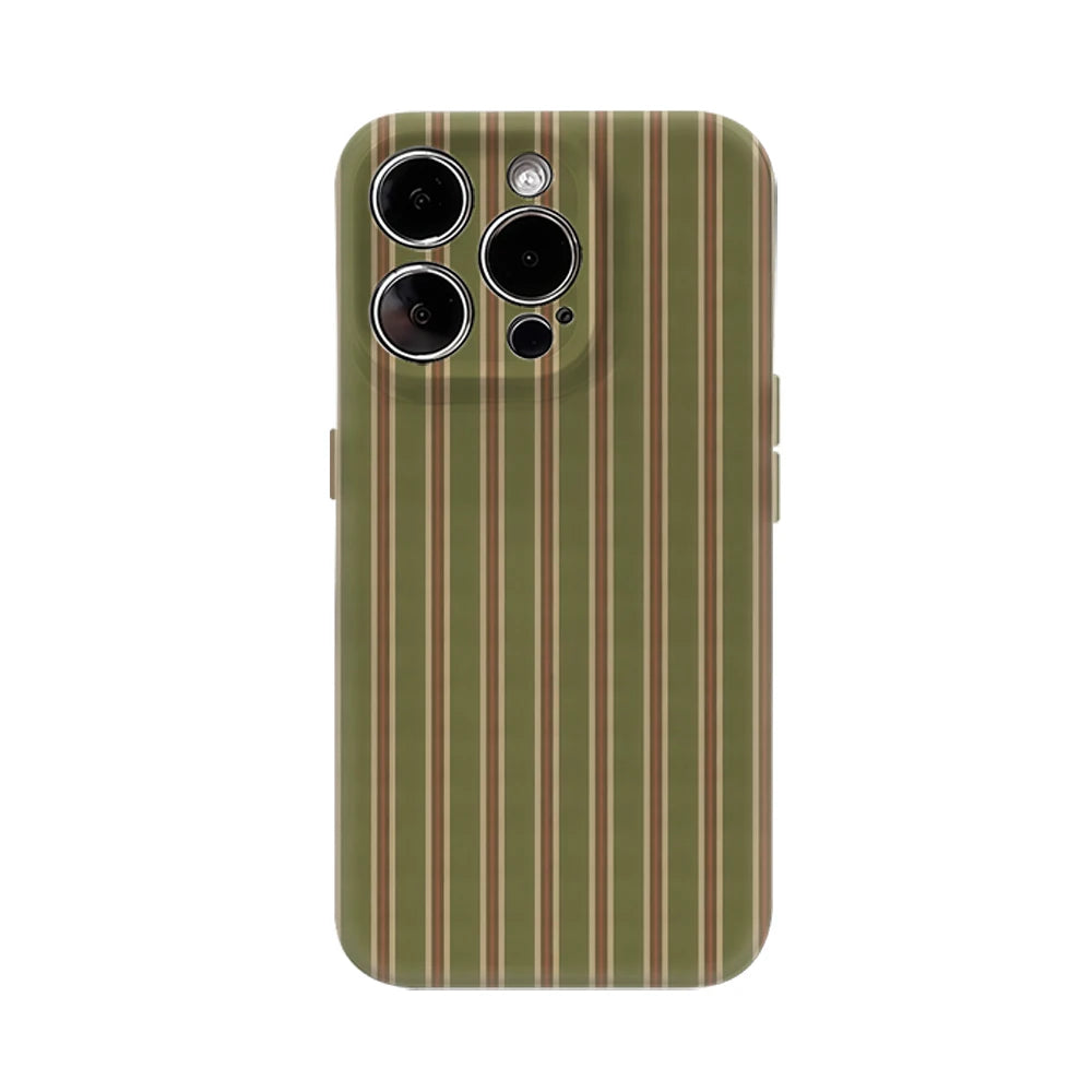 Vintage Green Stripes IPhone17 Must-Haves Phone Case for IPhone 17 16 15 14 13 12 11 Pro Max Plus Double-layer Back Cover