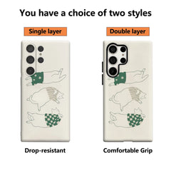 Lazy Cats in Stylish Outfits Phone Case for Samsung Galaxy S25 Ultra S24 S23 Ultra Plus Glossy Double-layer Back Cover