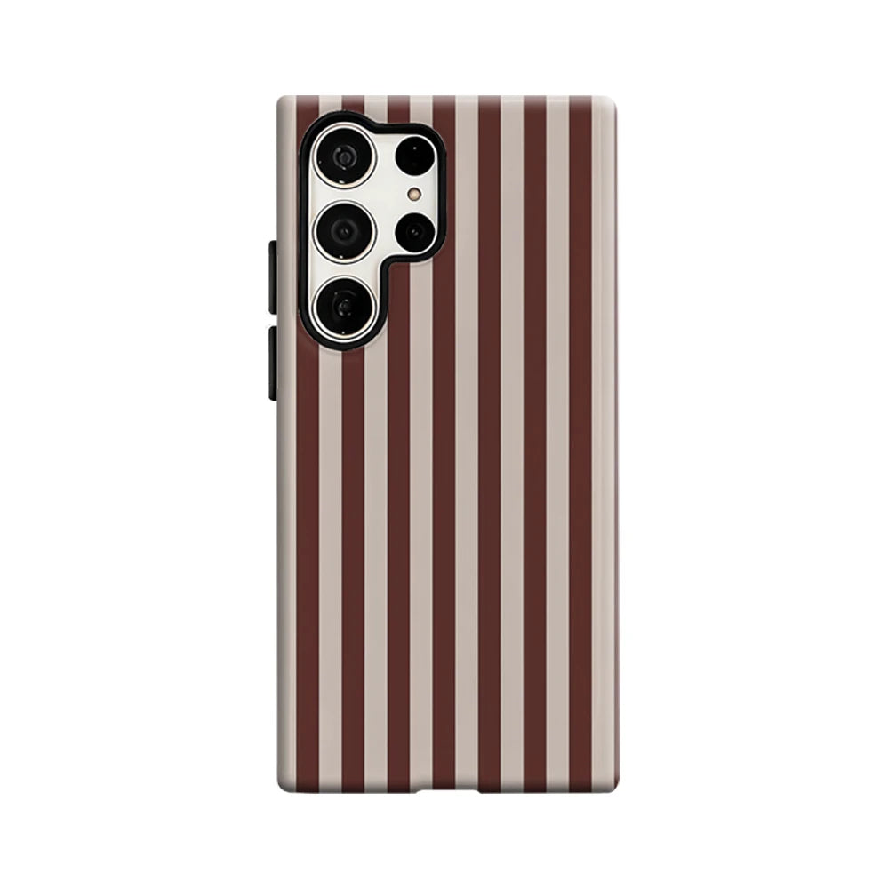 Burgundy Stripes Phone Case for Samsung Galaxy S25 Ultra S24 S23 Ultra Plus Glossy Double-layer Back Cover