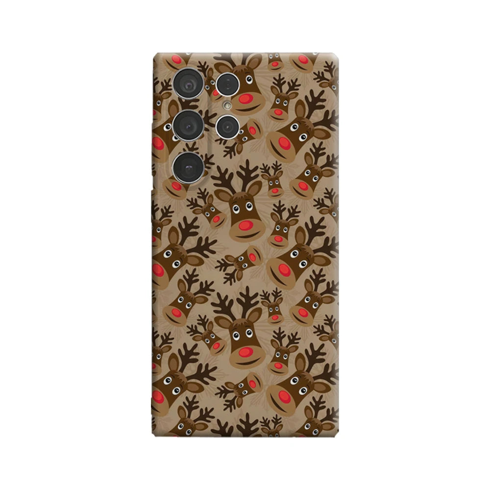 Christmas Reindeer Phone Case for Samsung Galaxy S25 Ultra S24 S23 Ultra Plus Glossy Double-layer Back Cover