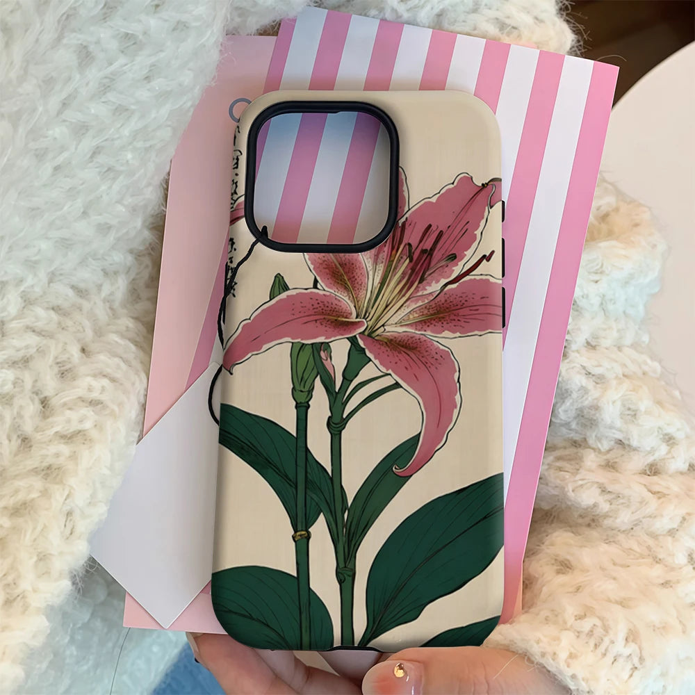 Oriental Lily Art IPhone17 Must-Haves Phone Case for IPhone 17 16 15 14 13 12 11 Pro Max Plus Double-layer Back Cover