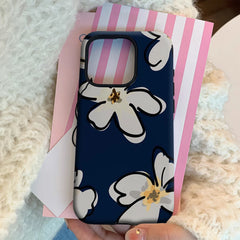 Navy Blue Floral IPhone17 Must-Haves Phone Case for IPhone 17 16 15 14 13 12 11 Pro Max Plus Double-layer Back Cover
