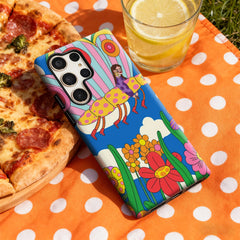 Butterfly Ride Floral Phone Case for Samsung Galaxy S25 Ultra S24 S23 Ultra Plus Glossy Double-layer Back Cover