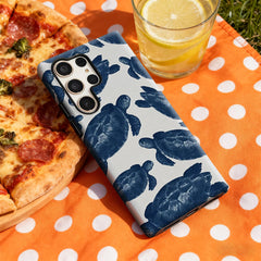 Navy Blue Turtles Phone Case for Samsung Galaxy S25 Ultra S24 S23 Ultra Plus Glossy Double-layer Back Cover