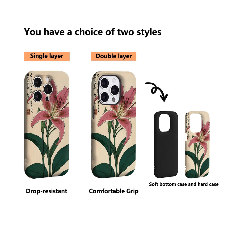 Oriental Lily Art IPhone17 Must-Haves Phone Case for IPhone 17 16 15 14 13 12 11 Pro Max Plus Double-layer Back Cover