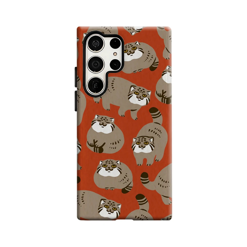 Retro Pallas Cat Phone Case for Samsung Galaxy S25 Ultra S24 S23 Ultra Plus Glossy Double-layer Back Cover