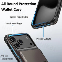 Card Holder Case For iPhone 17 Pro Max 16 15 Pro Max 14 13 12 11  Heavy Duty Wallet Hidden Flip Slot Protective Hard Back Covers