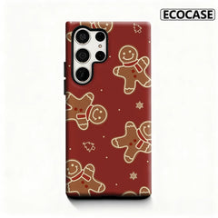 Christmas Gingerbread Men Phone Case for Samsung Galaxy S25 Ultra S24 S23 Ultra Plus Glossy Double-layer Back Cover