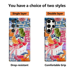 Fruits and Florals Phone Case for Samsung Galaxy S25 Ultra S24 S23 Ultra Plus Glossy Double-layer Back Cover