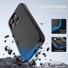 Case For iPhone 16 Pro Max 15 Plus 14 Pro Max 13 12 11 Wallet Card Holder Slide Slot Slim Hard PC Heavy Duty Protective Covers