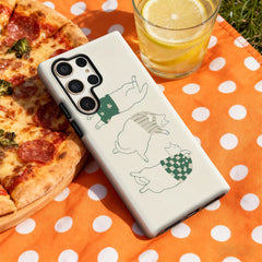 Lazy Cats in Stylish Outfits Phone Case for Samsung Galaxy S25 Ultra S24 S23 Ultra Plus Glossy Double-layer Back Cover