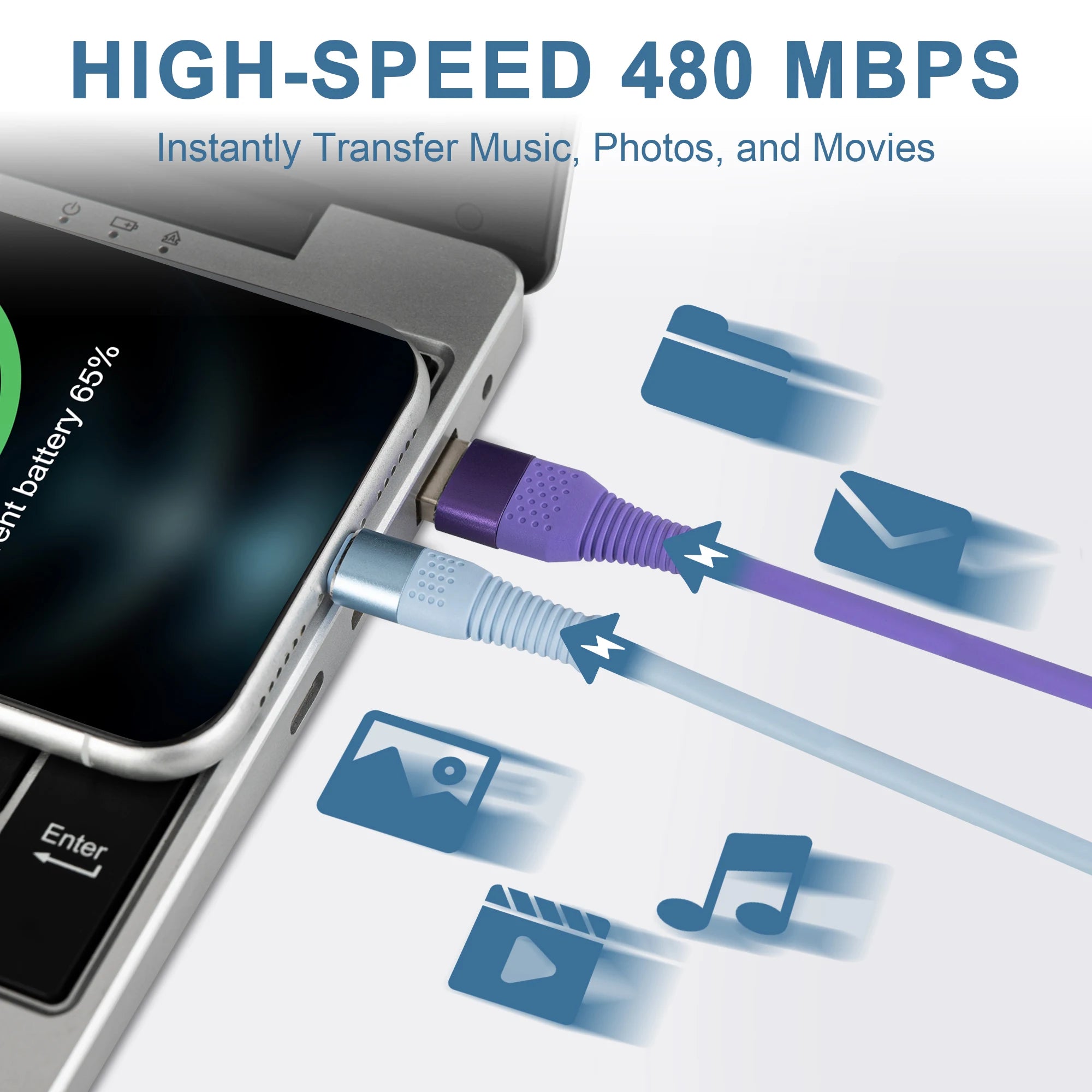 3-Pack Colorful Silicone USB fast charger Cable 10FT Fast Charging MFI Certified Data Cable for iPhone 5 6 7 8 X 12 13 14