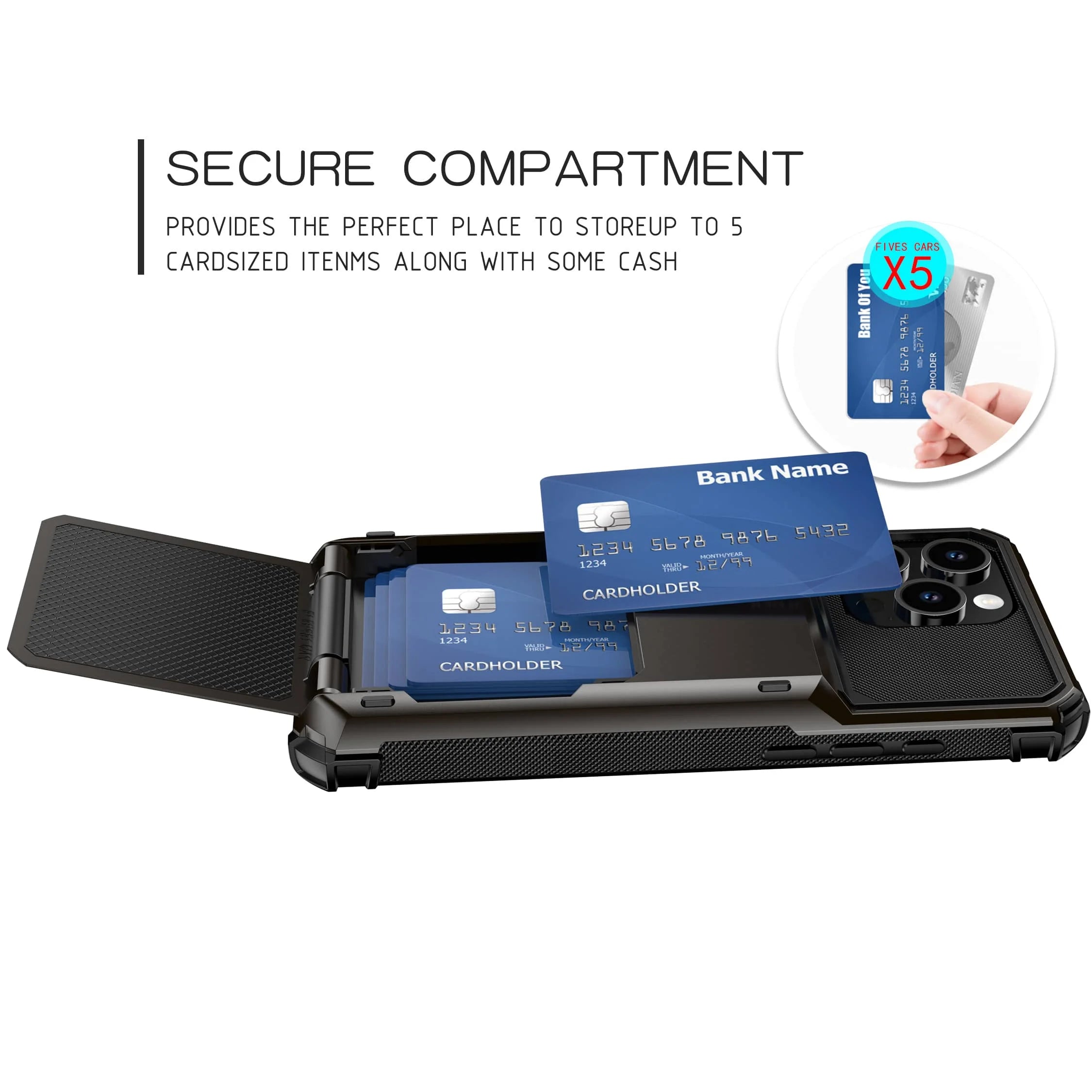 Card Slots Wallet Case For iPhone 17 16 Pro Max 16e iPhone Air Cover Shockproof with Slide Armor Wallet Card Slots Holder