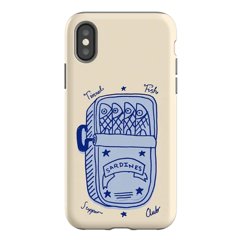 Sardine Social Blue Phone Case for iPhone 16 15 14 13 12 11 X XS XR XSMAX 7 8 Pro Max Plus Luxury Double-layer Back Cover