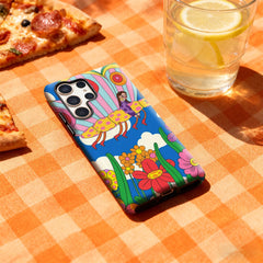 Butterfly Ride Floral Phone Case for Samsung Galaxy S25 Ultra S24 S23 Ultra Plus Glossy Double-layer Back Cover