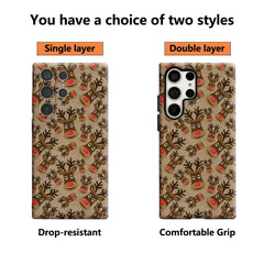 Christmas Reindeer Phone Case for Samsung Galaxy S25 Ultra S24 S23 Ultra Plus Glossy Double-layer Back Cover