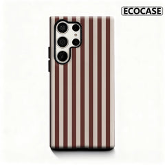 Burgundy Stripes Phone Case for Samsung Galaxy S25 Ultra S24 S23 Ultra Plus Glossy Double-layer Back Cover