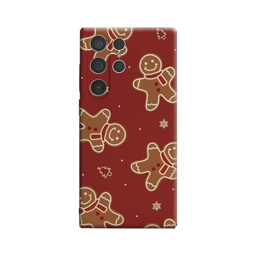 Christmas Gingerbread Men Phone Case for Samsung Galaxy S25 Ultra S24 S23 Ultra Plus Glossy Double-layer Back Cover