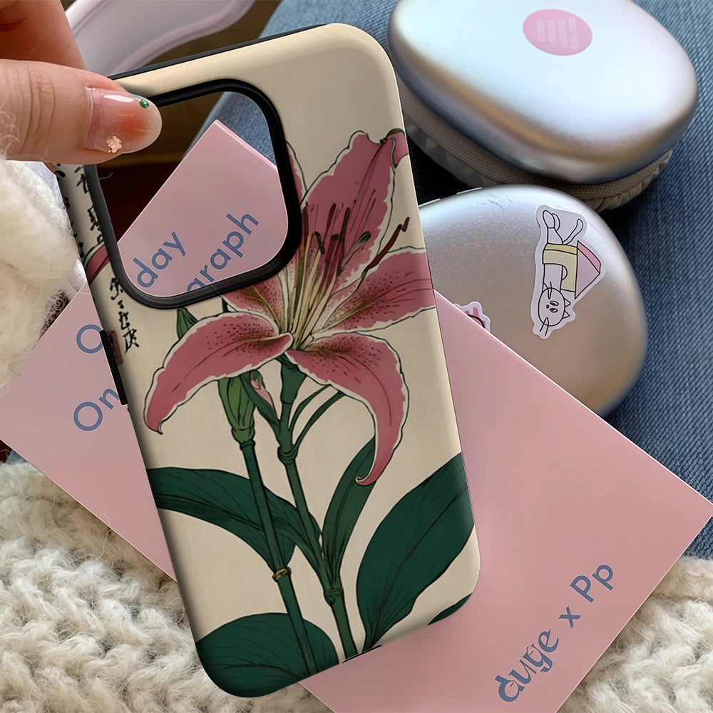 Oriental Lily Art IPhone17 Must-Haves Phone Case for IPhone 17 16 15 14 13 12 11 Pro Max Plus Double-layer Back Cover