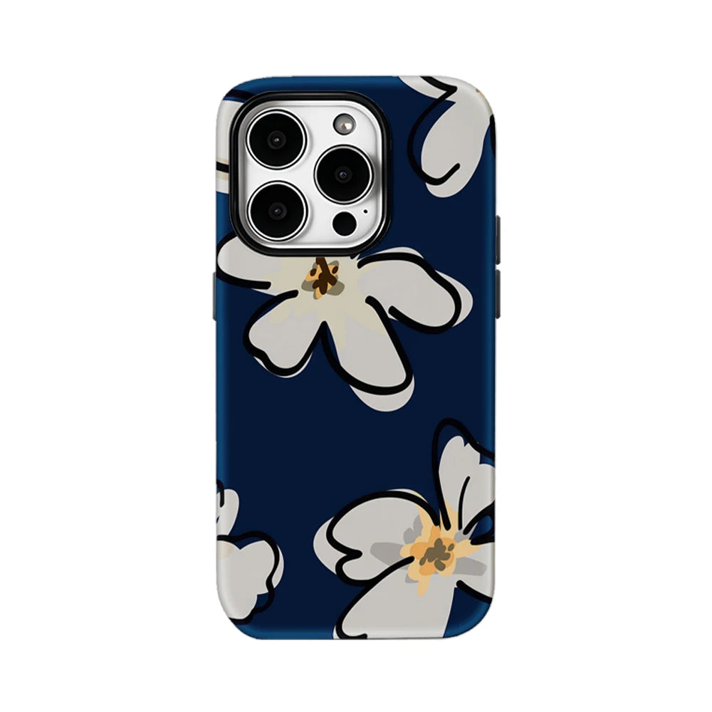 Navy Blue Floral IPhone17 Must-Haves Phone Case for IPhone 17 16 15 14 13 12 11 Pro Max Plus Double-layer Back Cover