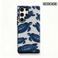 Navy Blue Turtles Phone Case for Samsung Galaxy S25 Ultra S24 S23 Ultra Plus Glossy Double-layer Back Cover