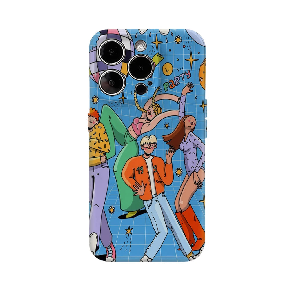 Retro Groovy Disco Party Illustration IPhone17 Must-Haves Phone Case for IPhone 17 16 15 14 Pro Max Plus Double-layer Back Cover