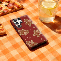 Christmas Gingerbread Men Phone Case for Samsung Galaxy S25 Ultra S24 S23 Ultra Plus Glossy Double-layer Back Cover