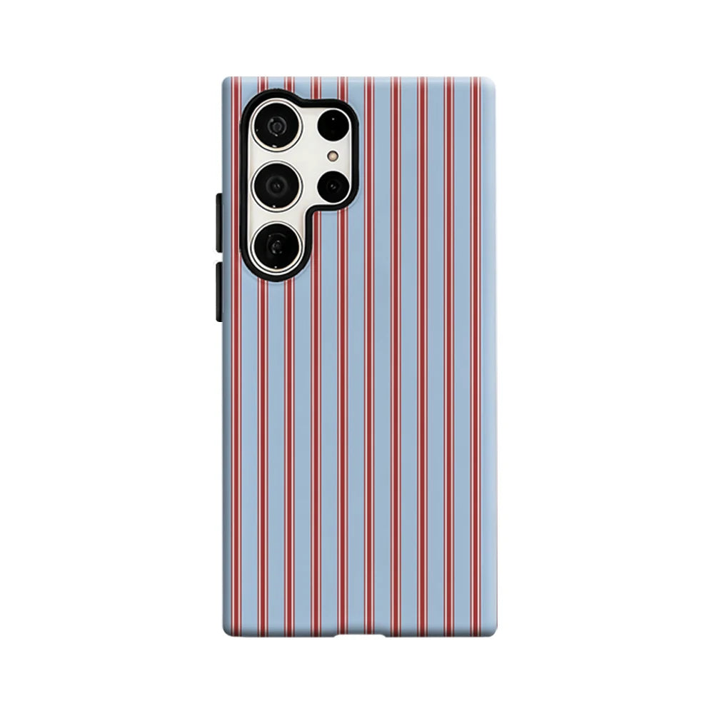 Red and Blue Stripes Phone Case for Samsung Galaxy S25 Ultra S24 S23 Ultra Plus Glossy Double-layer Back Cover
