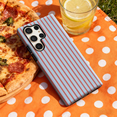 Red and Blue Stripes Phone Case for Samsung Galaxy S25 Ultra S24 S23 Ultra Plus Glossy Double-layer Back Cover