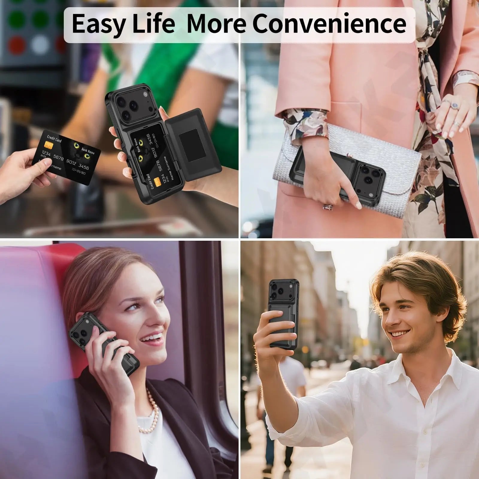 Case For iPhone 17 16 15 14 13 12 11 Pro Max Plus Wallet Credit Card Holder ID Card Slot Heavy Duty Protection Shockproof Cover