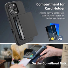 Case For iPhone 16 Pro Max 15 Plus 14 Pro Max 13 12 11 Wallet Card Holder Slide Slot Slim Hard PC Heavy Duty Protective Covers
