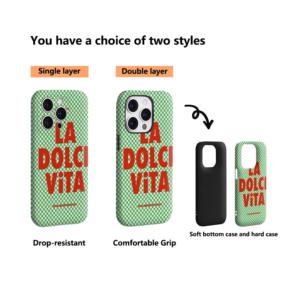 La Dolce Vita Italian IPhone17 Must-Haves Phone Case for IPhone 17 16 15 14 13 12 11 Pro Max Plus Double-layer Back Cover