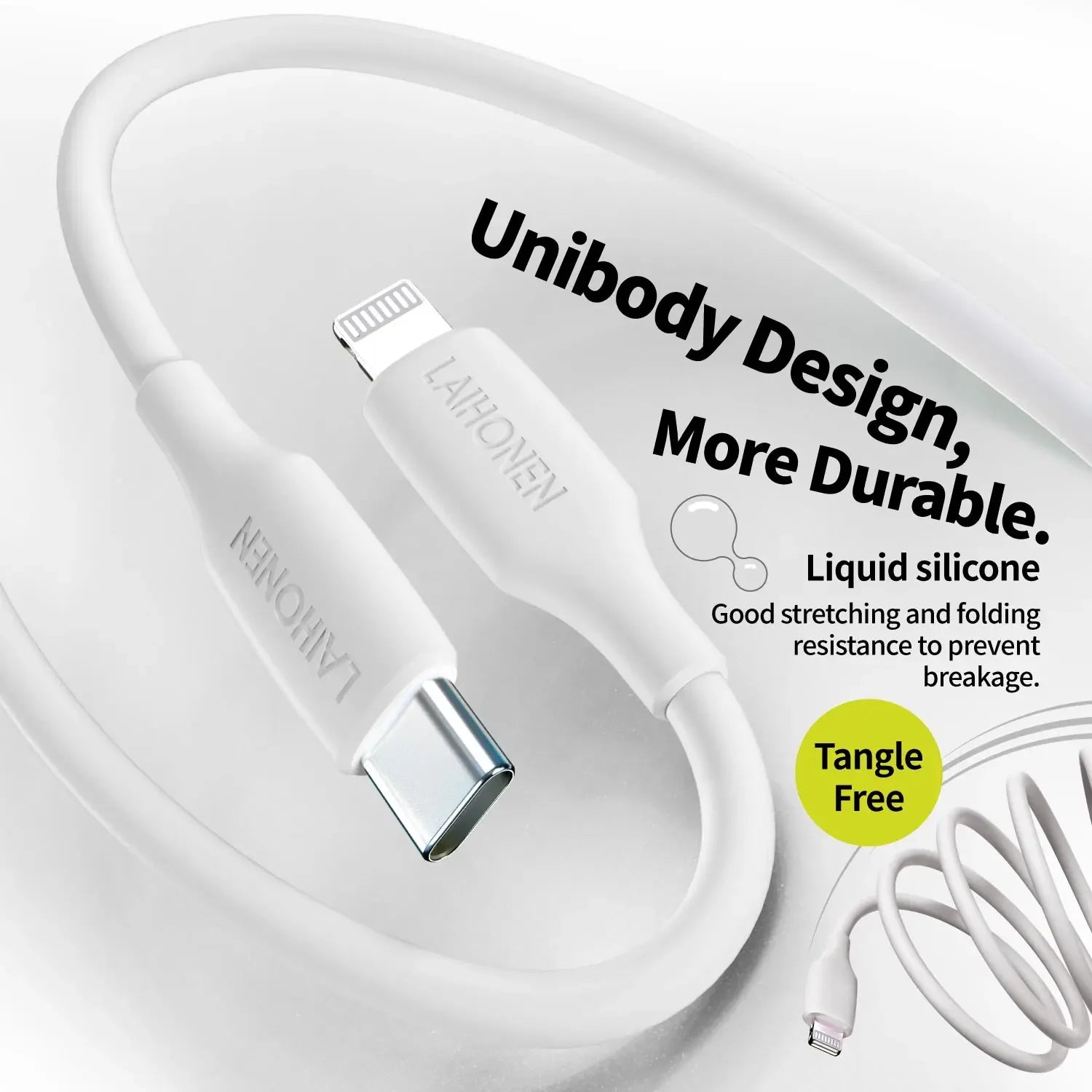 27W PD Fast Charging Cable USB-C to Lightning Silicone Data Cable in Macaron Pink, Soft Flexible for iPhone 14 13 12 11 Pro Max